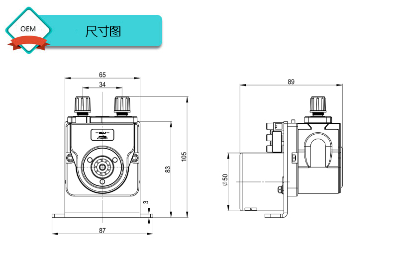 G-2J+PT15弹簧型泵头OEM蠕动泵尺寸